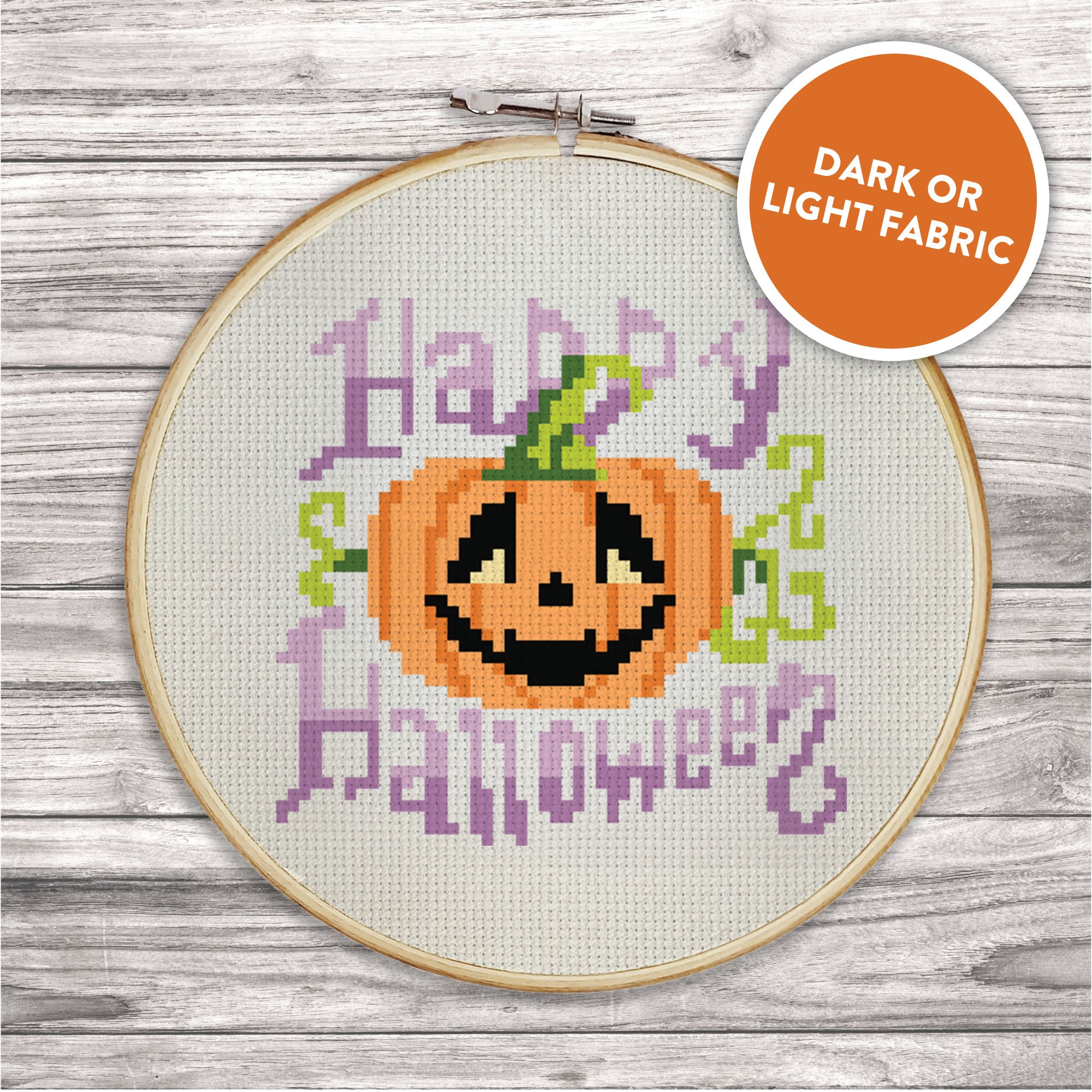 Happy Halloween Cross Stitch Pattern | Jack-o-lantern Embroidery (PDF ...