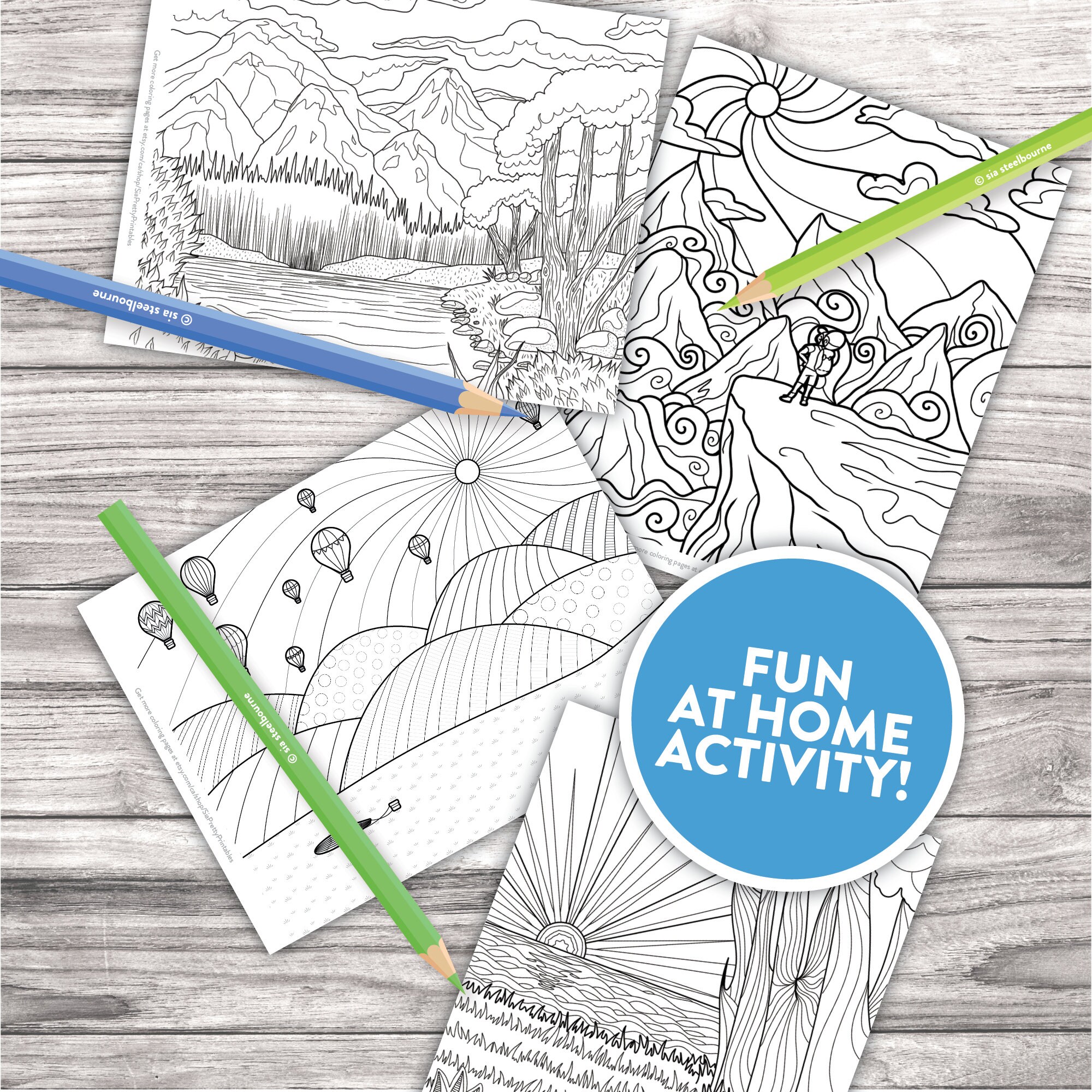 Scenic Landscapes Coloring Pages for Adults | 25 Printable Designs ...