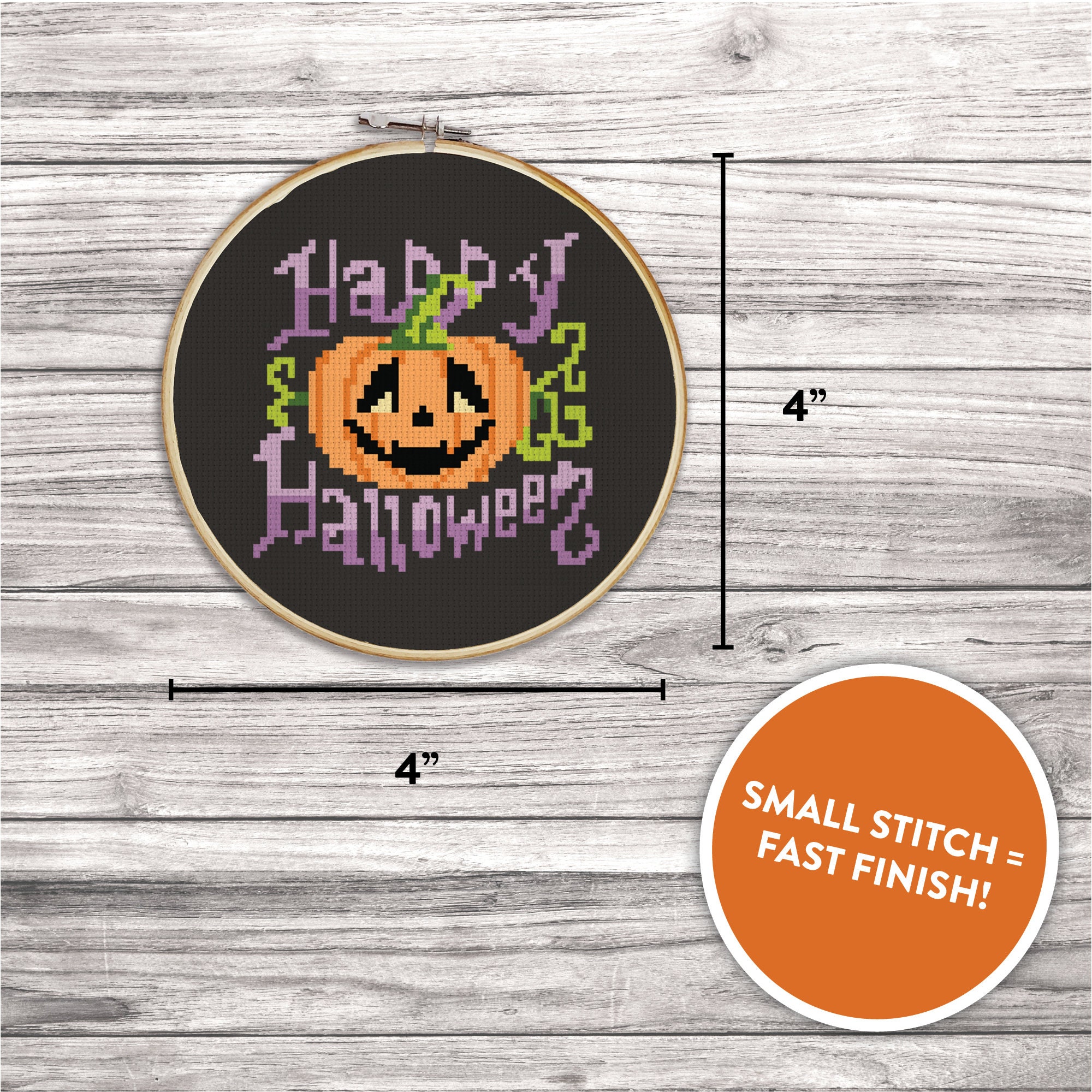 Happy Halloween Cross Stitch Pattern | Jack-o-lantern Embroidery (PDF ...