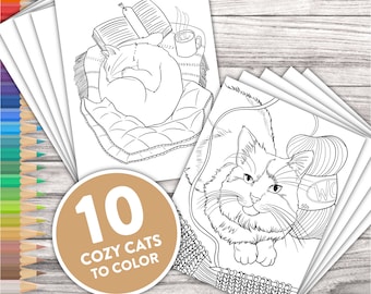 Cozy Cats Coloring Pages | Adult Coloring Book with Cute Cats