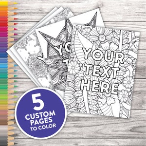 Custom Text Printable Adult Coloring Pages | Customizable Mandala Zentangle Coloring Pages | Canva Template