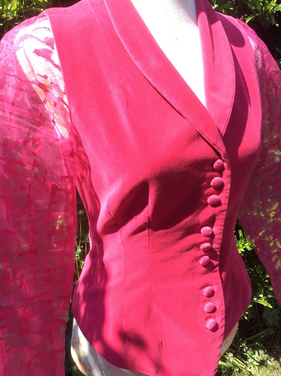 1980’s Velvet Fuchia Pink and Organza Jacket by D