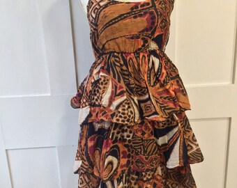 1980’ Vintage Abstract Animal Print Rara Dress  SIZE XS/S UK  8/10