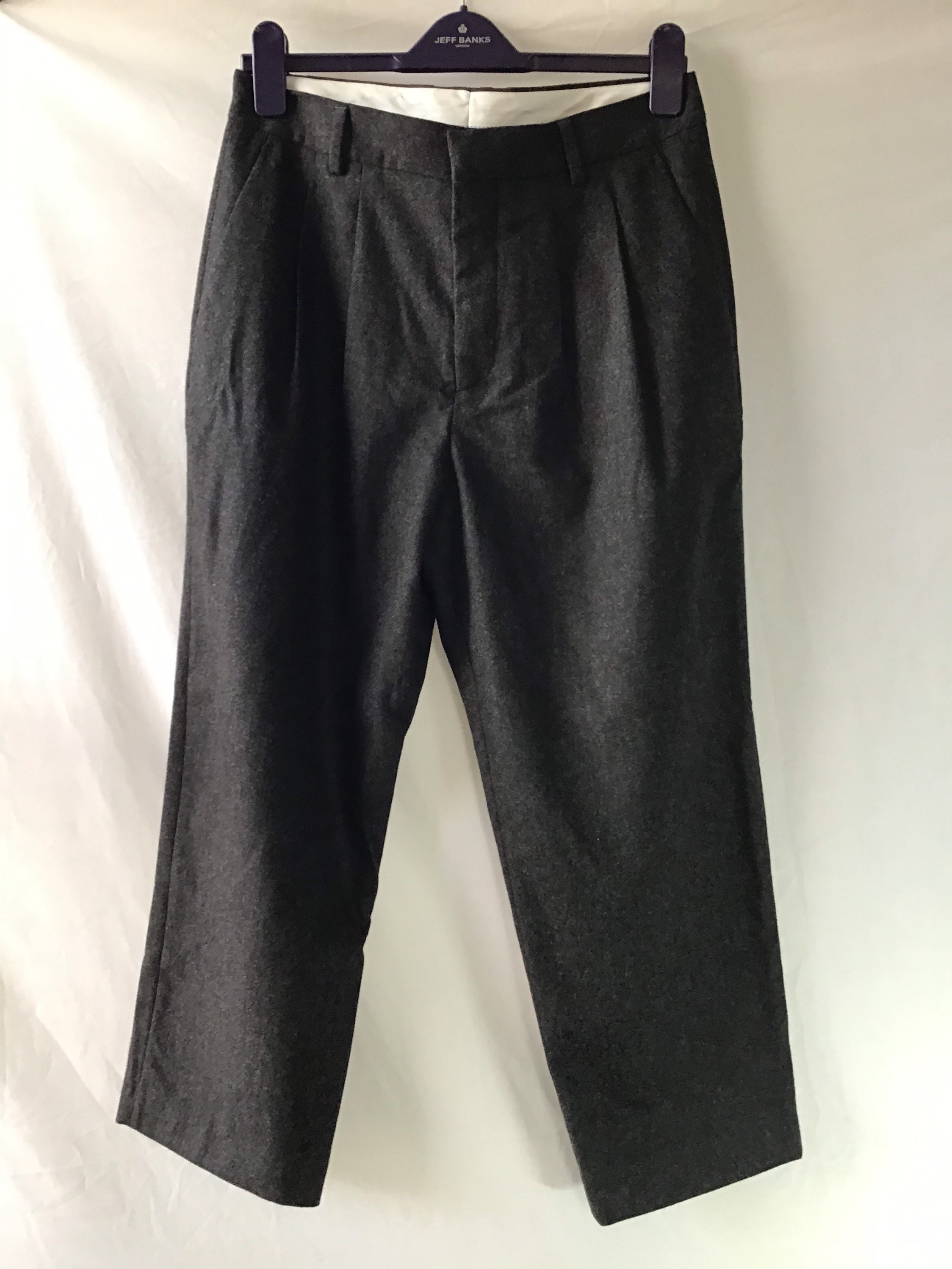 Image of Vintage Style Charcoal Wool Trousers By Margaret Howell Size M Uk