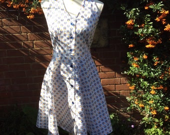 Late 1960's Early 1970's Marks & Spencer White Halter Neck Sundress