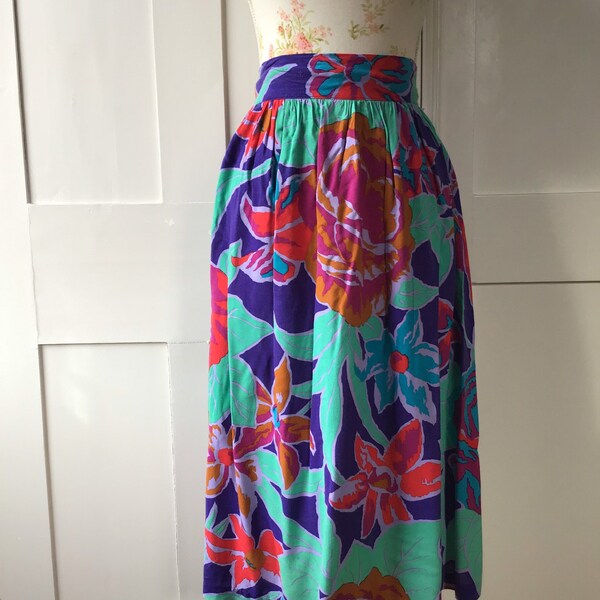 1980’s Vintage Tropical Print Skirt SIZE  XS UK/8