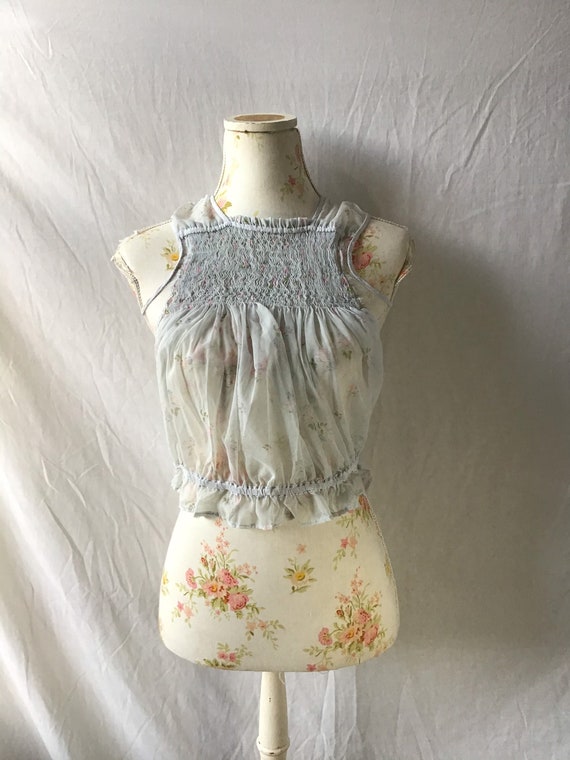 1930s Floral Blouse Size XS UK 6/8