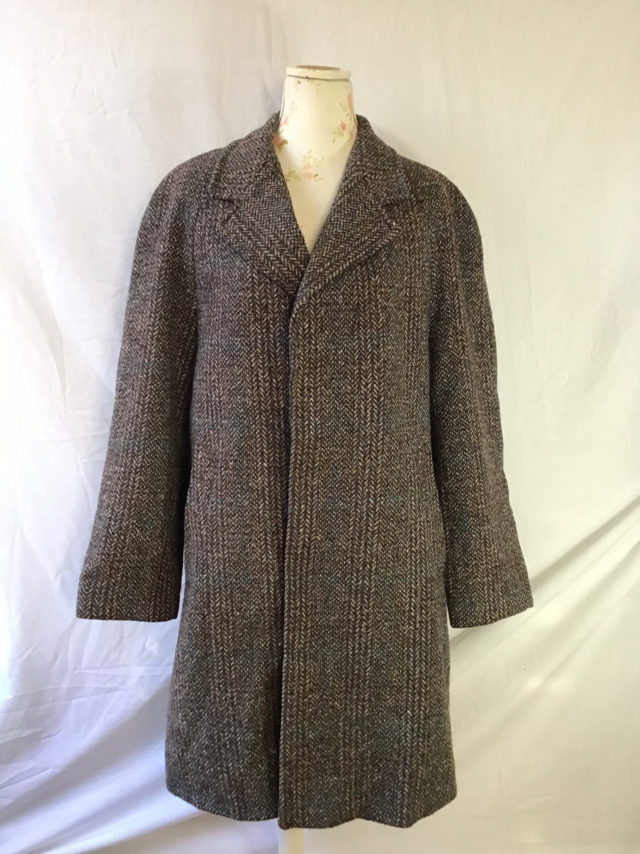 Image of 1950S/60S Mens Tweed Coat By William Dixon Size L
