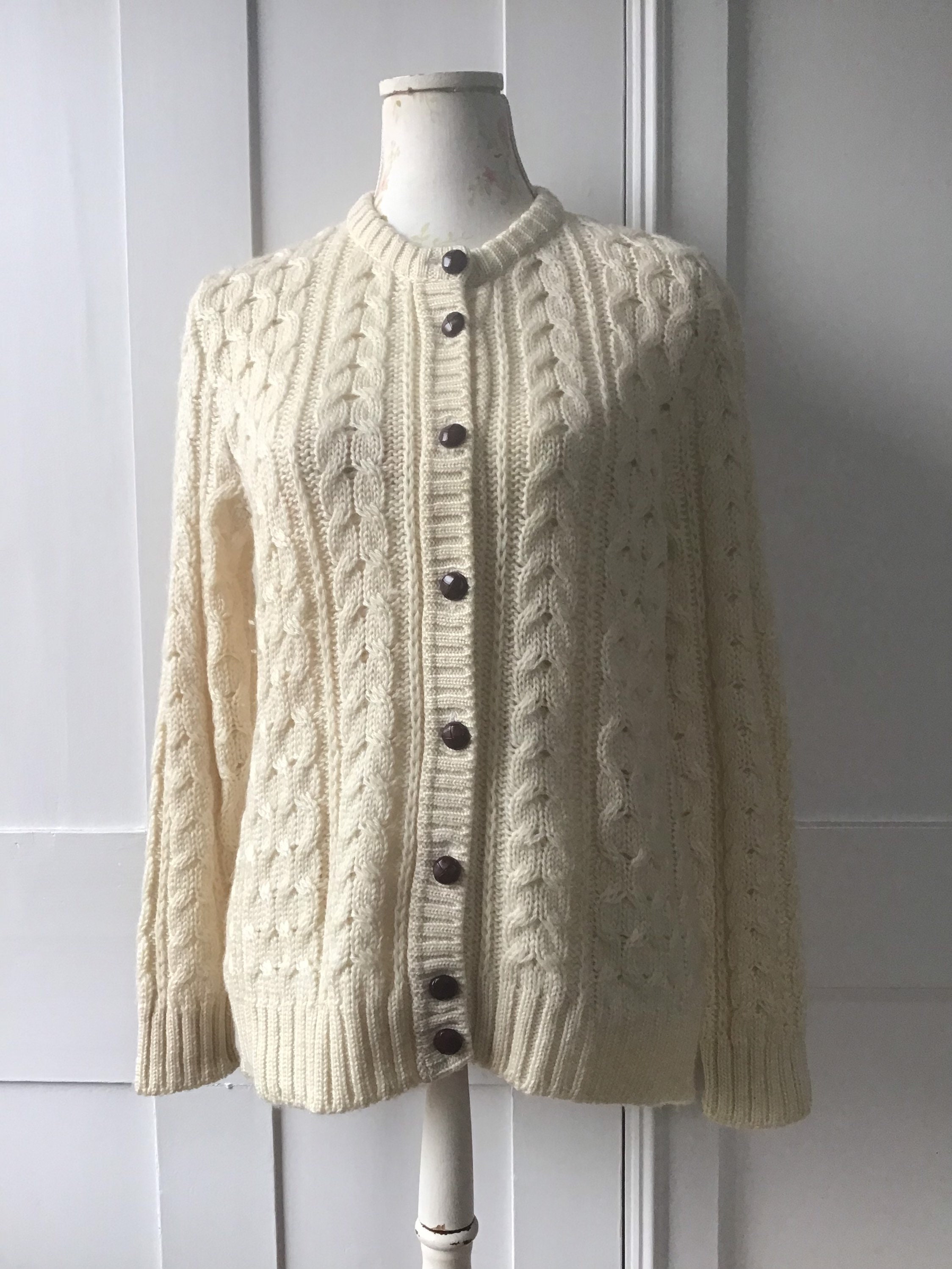 Vintage Cable Hand Knitted Cardigan 