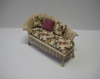 Quarter scale miniature wicker chaise