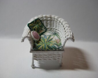 Quarter scale miniature wicker chair