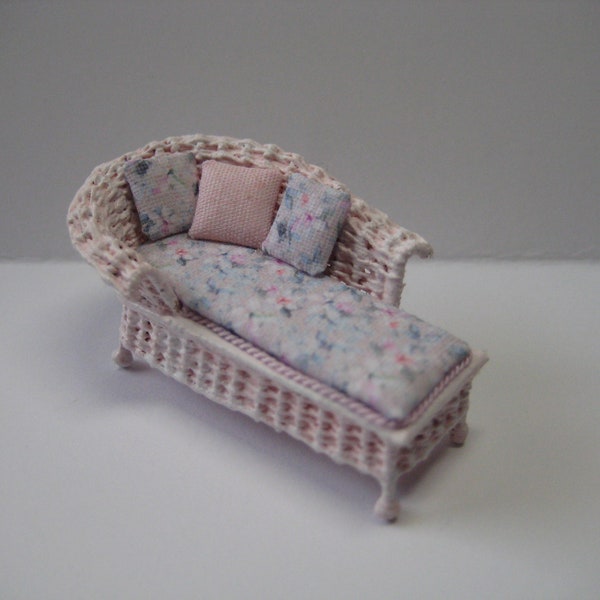 Quarter scale miniature wicker chaise