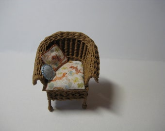 Quarter scale miniature wicker chair