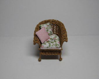 Quarter scale miniature wicker chair