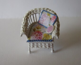 Quarter scale miniature wicker chair