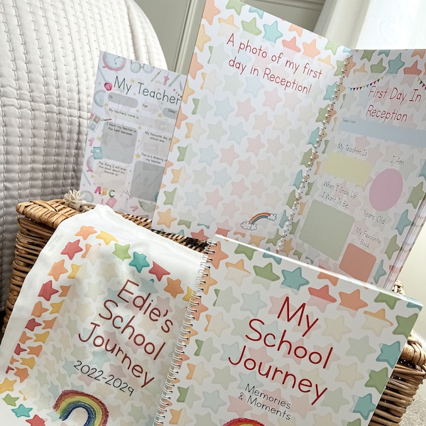 first day of school, school journey journal, first day of school sign, first day of school gift, school keepsake, journal, photo prop