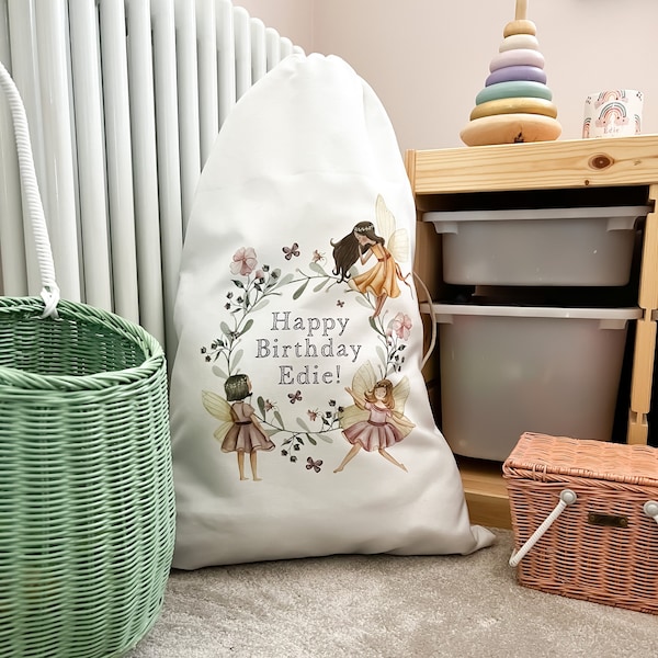 sac cadeau personnalisé pour enfants, cadeau d'anniversaire, cadeau personnalisé de premier anniversaire, fée, forêt, cadeau d'anniversaire, sac cadeau pour enfants, sac de fête