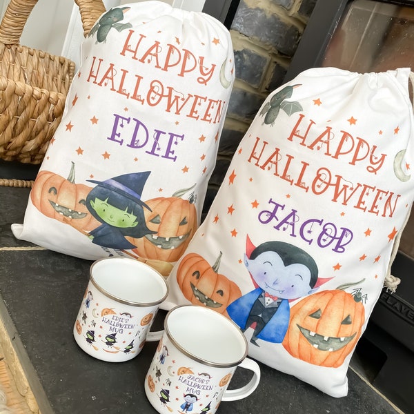 Halloween treat bag, trick or treat bag, trick or treat, personalised halloween bag, personalised gift bag, pumpkin, ghost