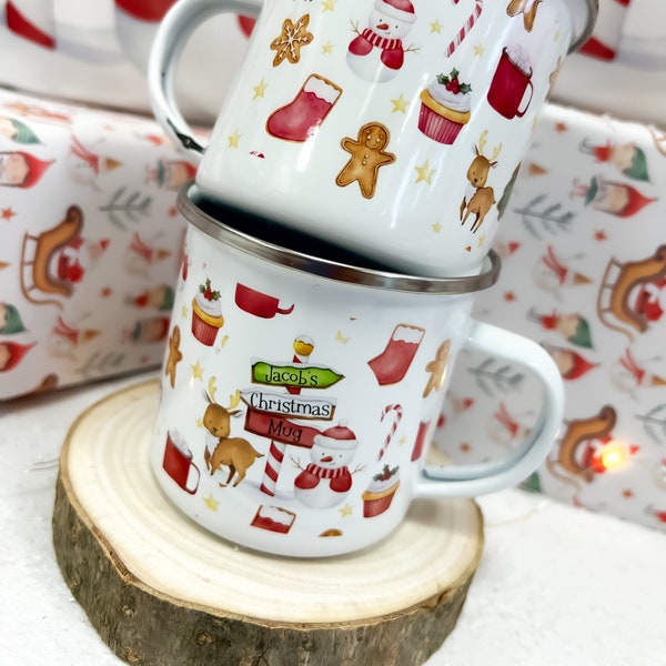 Personalisierte Kinder Weihnachtstasse, heiße Schokoladenbecher, Heiligabend, Heiligabend, Weihnachtsplätzchen, Junge, Mädchen,