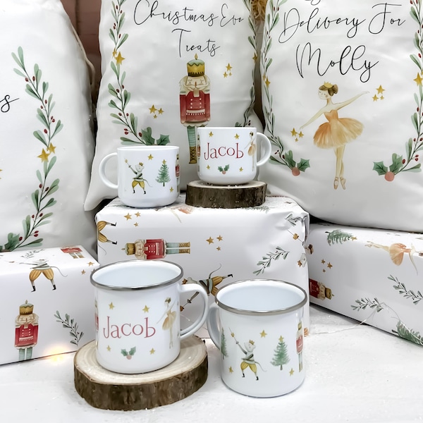 Tasse de Noël personnalisée pour enfants, tasse de chocolat chaud, réveillon de Noël, remplisseur de boîte de réveillon de Noël, casse-noix de Noël, garçon, fille,