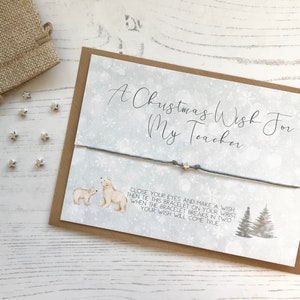 Teacher Christmas Wish Bracelet, Silver Star Charm