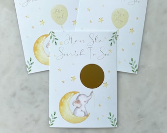 Elephant Gender Reveal Scratch Card, Baby Shower Game