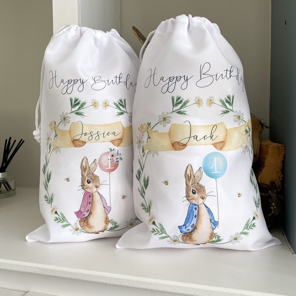 personalised gift bag, birthday gift, personalised 1st birthday gift, Peter rabbit, Peter rabbit birthday gift,