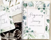 Pregnancy Journal, Pregnancy Planner, Pregnancy Diary, eucalyptus, Baby Book, Pregnancy Gift, Pregnancy Milestone, pregnancy announcement