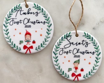 first Christmas decoration, first Christmas bauble, babys first Christmas, 1st Christmas, elf, Christmas gift,