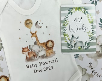 Pregnancy announcement, pregnancy gift, personalised baby vest, bodysuit, baby shower gift, unisex baby gift, personalised sleepsuit