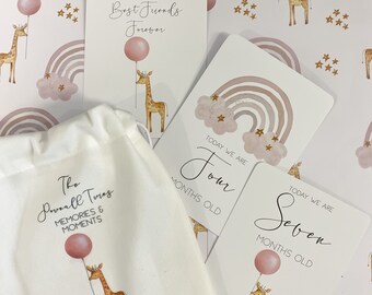Twin Rainbow Baby Milestone Cards Polka Dots Unisex - Etsy