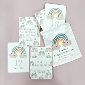 Cartes d'étape de grossesse, cartes d'étape, arc-en-ciel, annonce de grossesse, cadeau de grossesse, compte à rebours de grossesse, cadeau pour une future maman,
