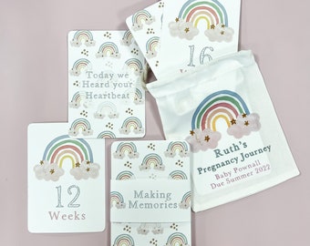 Pregnancy milestone cards, milestone cards, rainbow, pregnancy announcement, pregnancy gift, pregnancy countdown, mum to be gift,