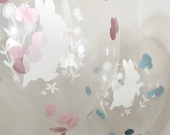 Rabbit Confetti Balloon, Party Decor, Baby Shower, Christening