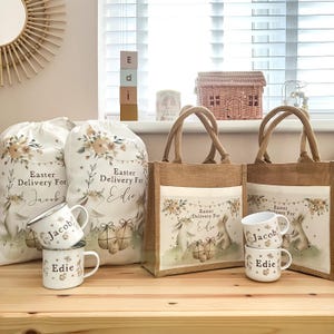 Personalised easter bag, easter basket, easter gift, easter decoration, personalised easter gift, easter mug, image 1