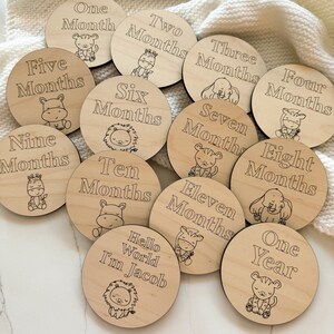 Disques en bois d'étape de bébé, cartes d'étape de bébé, cadeau de baby shower, cadeau de nouveau bébé, safari, cadeau pour la future maman, cadeau pour les nouveaux parents