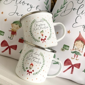 Personalised kids Christmas mug, hot chocolate mug, Christmas Eve, Christmas Eve box filler, Christmas elf, boy, girl