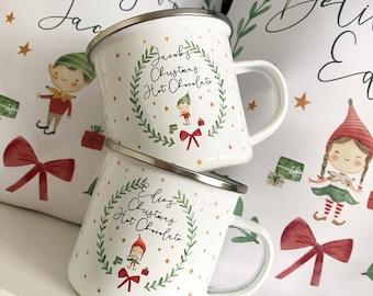 Personalised kids Christmas mug, hot chocolate mug, Christmas Eve, Christmas Eve box filler, Christmas elf, boy, girl