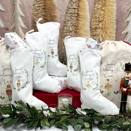 chaussette de Noël personnalisée, sac du Père Noël, Casse-Noisette, fée des prunes, boîte de réveillon, premier cadeau de Noël