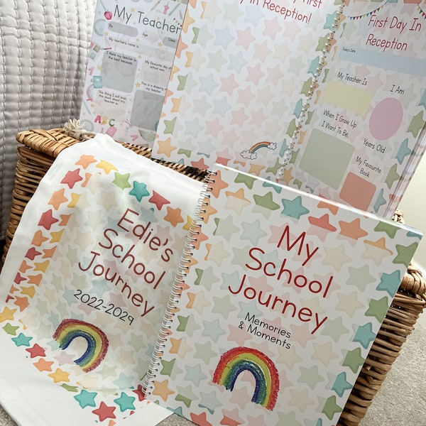 first day of school, school journey journal, first day of school sign, first day of school gift, school keepsake, journal, photo prop