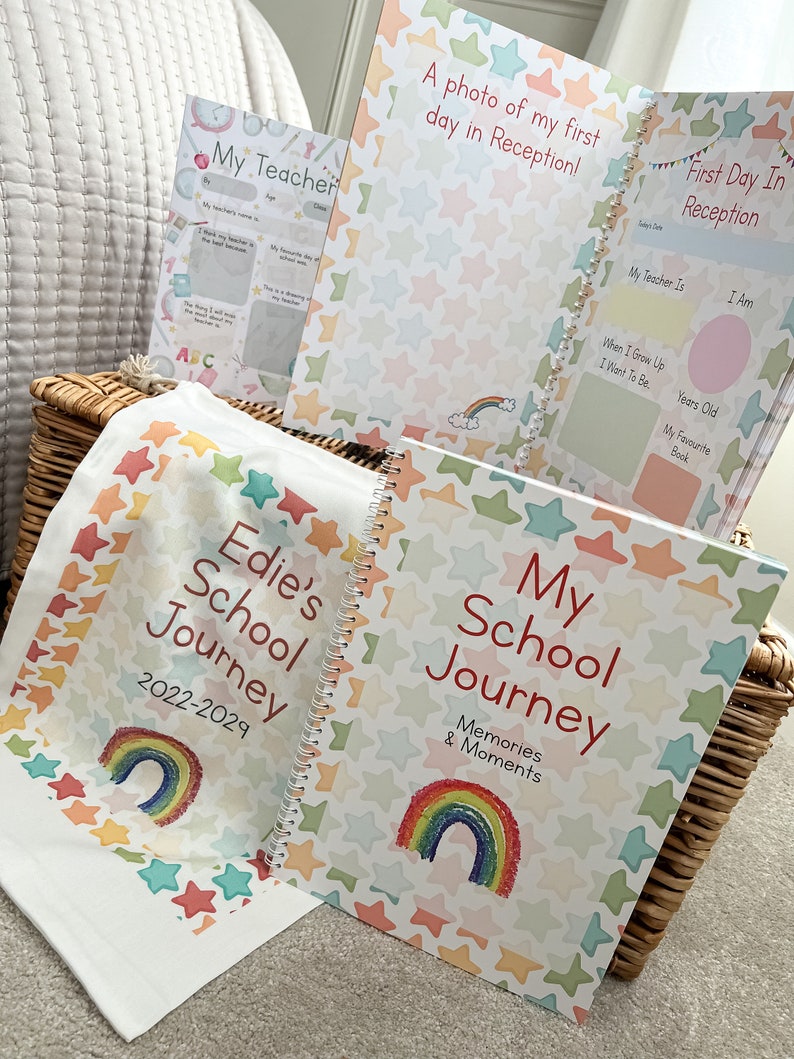 first day of school, school journey journal, first day of school sign, first day of school gift, school keepsake, journal, photo prop 