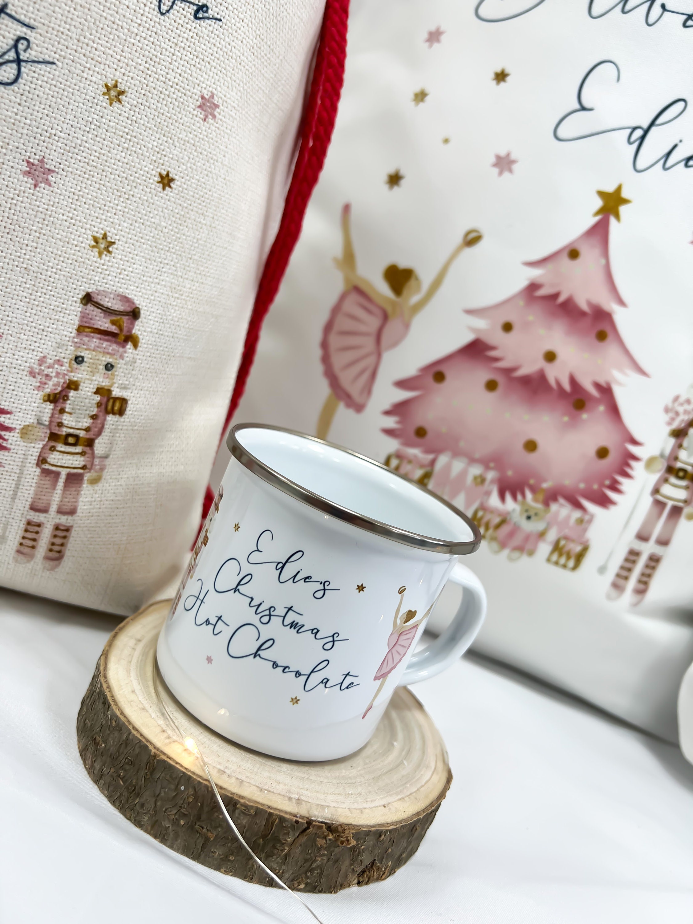 personalised santa sack, Christmas sack, Christmas nutcracker, sugar plum fairy, girl, boy, Christmas Eve box, first Christmas gift, pink