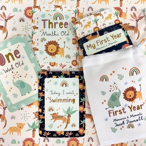 cartes d'étapes de bébé, Safari, jungle, cartes d'étapes de safari, grossesse, cadeau de baby shower, cadeau de naissance