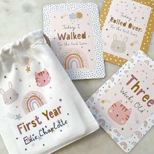 cartes jalons bébé, arc-en-ciel, cartes jalons arc-en-ciel, grossesse, cadeau de baby shower, girafe, bébé arc-en-ciel, cadeau de naissance.