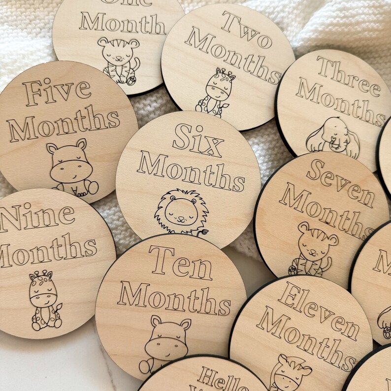Baby Milestone Wooden Discs, Baby Milestone Cards, Baby Shower Gift ...