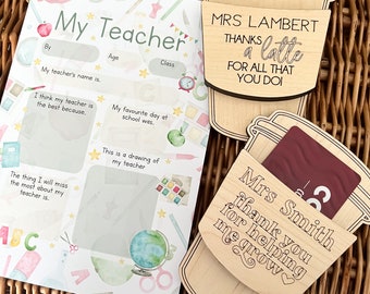 Personalised Teacher Gift, Teacher and Nursery Thank You Gift, Teacher End of Term Gift, Gift Card Holder, Teacher Thank You Card,
