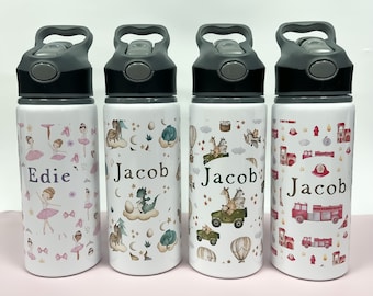 personalised kids water bottle, school water bottle, nursery water bottle, pre school bottle, birthday gift, girls water bottle,gym bottle