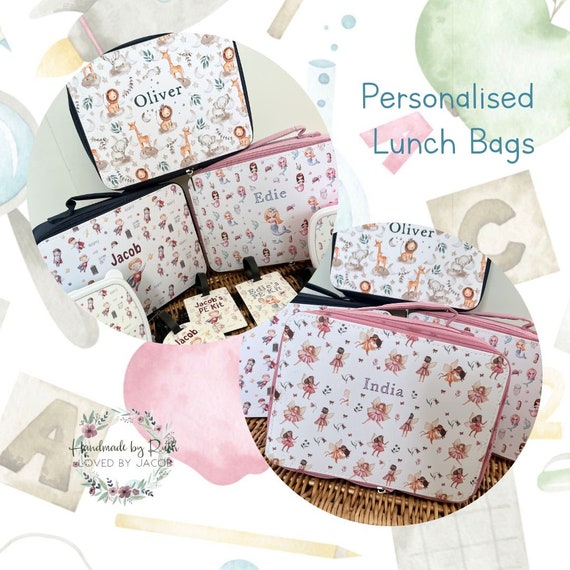 personalised lunch bag, snack bag, lunch box, school lunch bag, back to School, nursery supplies, school supplies, starting school