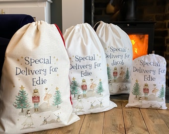 Personalised Christmas sack, Christmas nutcracker, sugar plum fairy, girl, boy, Christmas Eve box, first Christmas gift,