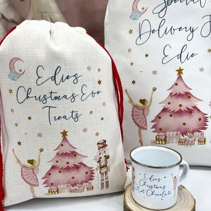 Personalised Pink Christmas Sack, Stocking & Mug, Nutcracker Fairy Design, Special Delivery Bag, Baby Girl's First Christmas Gift image 8